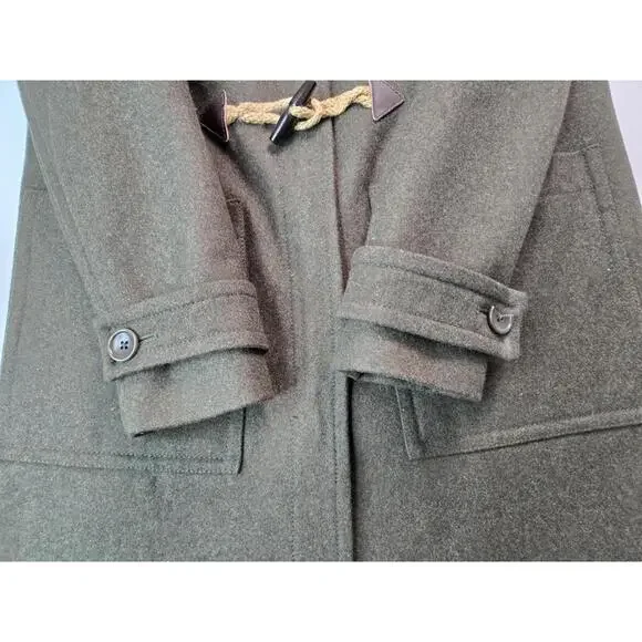 J Crew Green Melton Wool Toggle Duffle Coat Jacket Womens Size 6 Small S